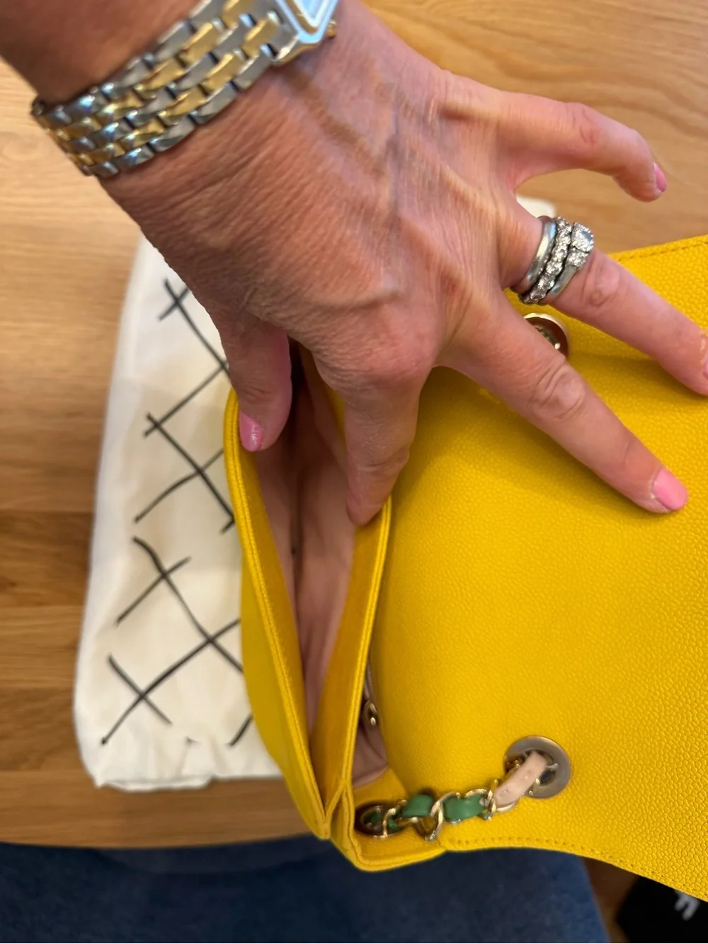 Authentic Chanel 17C Coco Cuba Handle Yellow Caviar Rainbow CC Flap